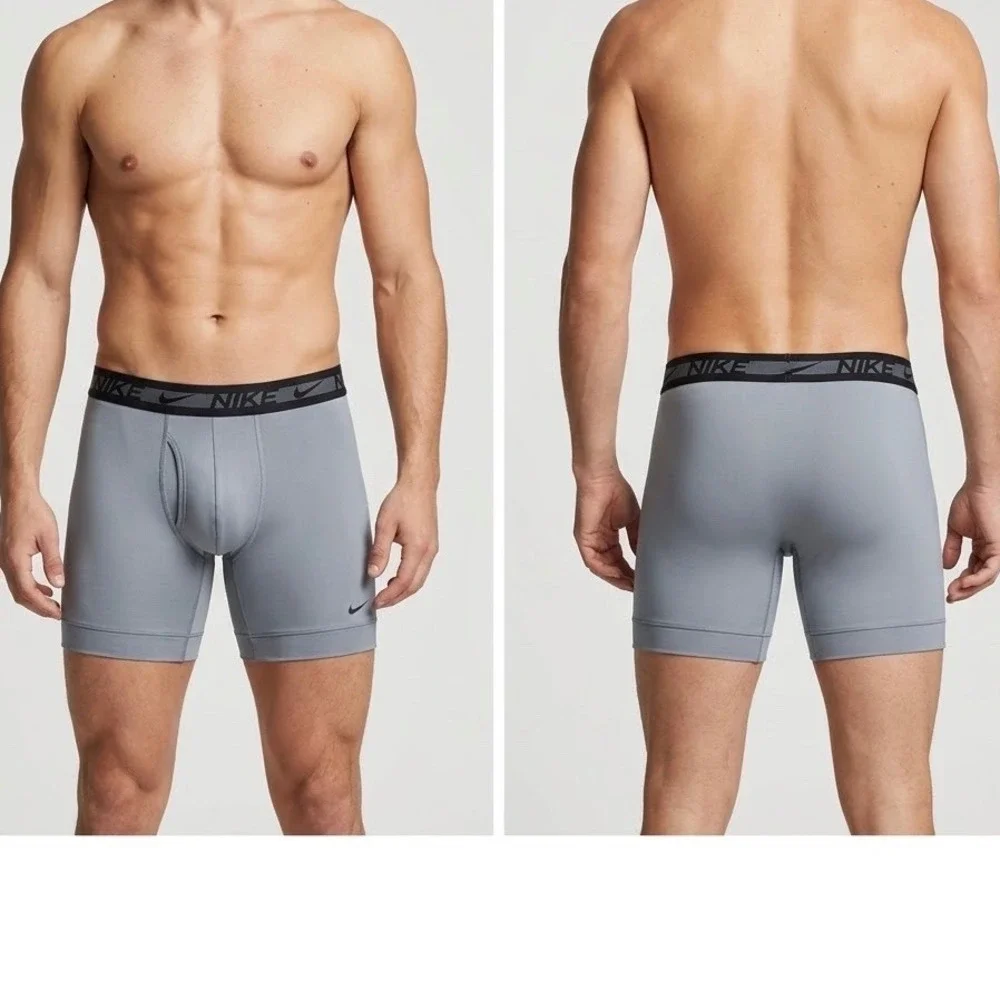 Nike Pro Dri-FIT Mens Gray Boxer Briefs Performance Underwear Size Small